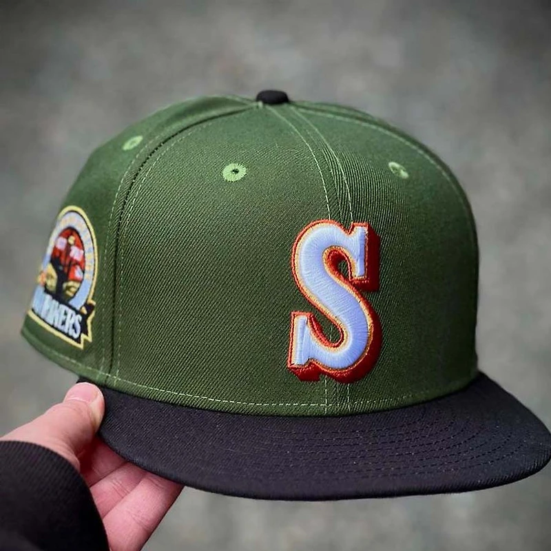 Seattle Mariners Olive Green Black Two Tone 30th Aniv Patch Gray UV 59FIFTY Fitted Hat