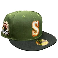 Seattle Mariners Olive Green Black Two Tone 30th Aniv Patch Gray UV 59FIFTY Fitted Hat