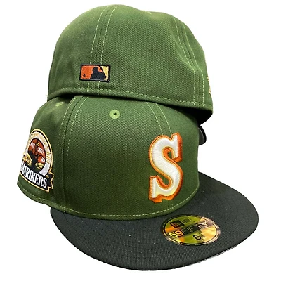 Seattle Mariners Olive Green Black Two Tone 30th Aniv Patch Gray UV 59FIFTY Fitted Hat