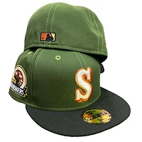 Seattle Mariners Olive Green Black Two Tone 30th Aniv Patch Gray UV 59FIFTY Fitted Hat