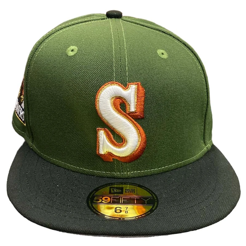 Seattle Mariners Olive Green Black Two Tone 30th Aniv Patch Gray UV 59FIFTY Fitted Hat