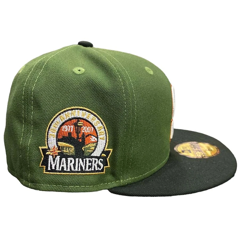 Seattle Mariners Olive Green Black Two Tone 30th Aniv Patch Gray UV 59FIFTY Fitted Hat