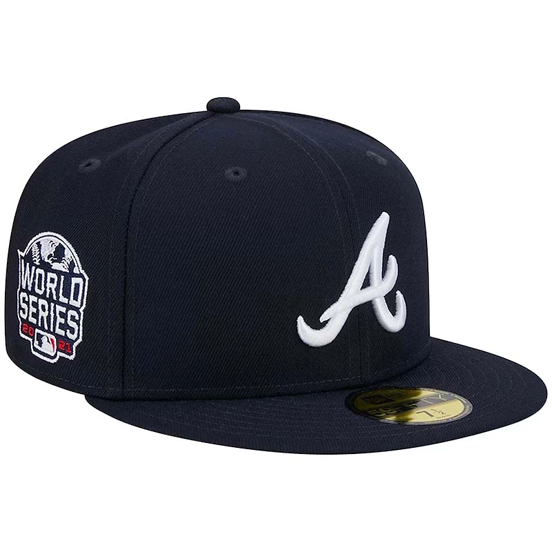 Atlanta Braves Navy 2021 World Series Patch Gray UV New Era 59FIFTY Fitted Hat
