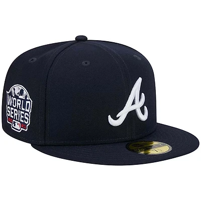 Atlanta Braves Navy 2021 World Series Patch Gray UV New Era 59FIFTY Fitted Hat