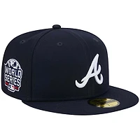 Atlanta Braves Navy 2021 World Series Patch Gray UV New Era 59FIFTY Fitted Hat