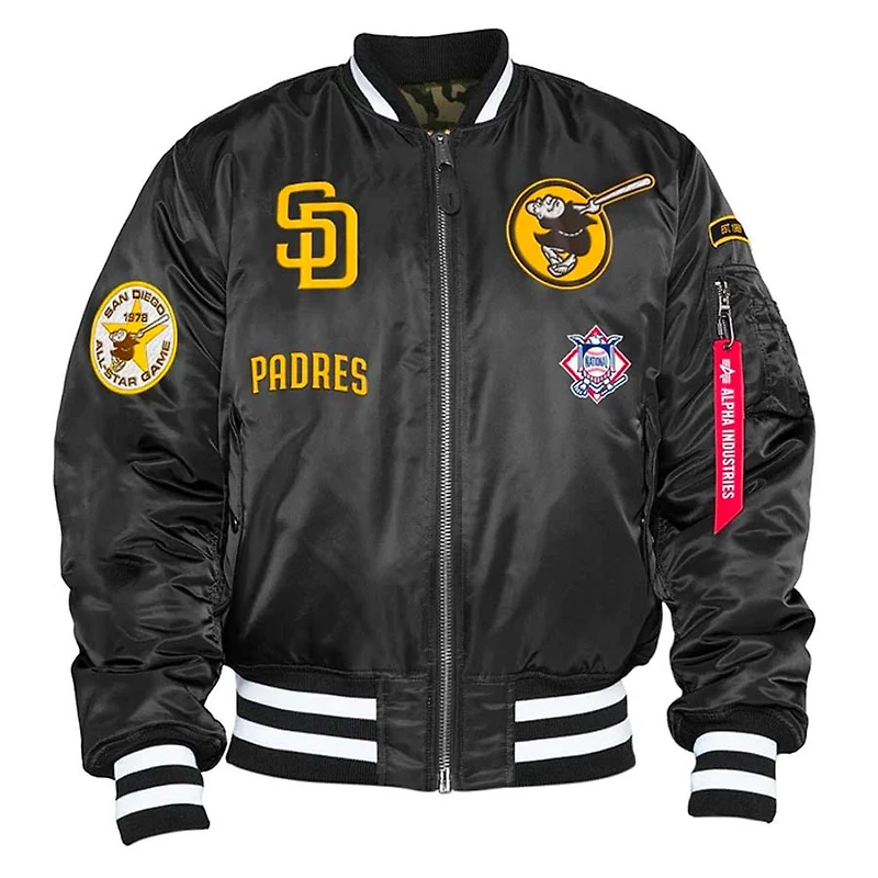San Diego Padres x Alpha Industries MA-1 New Era Black Reversible Bomber Jacket