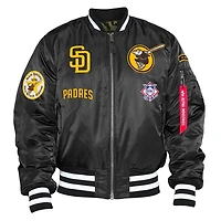 San Diego Padres x Alpha Industries MA-1 New Era Black Reversible Bomber Jacket