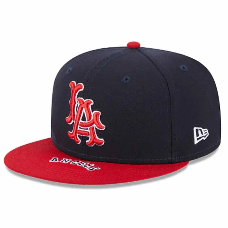 Los Angeles Angels Navy Red On Deck Gray UV New Era 59FIFTY Fitted Hat