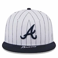 Atlanta Braves Pin Stripe Navy On Deck Gray UV New Era 59FIFTY Fitted Hat