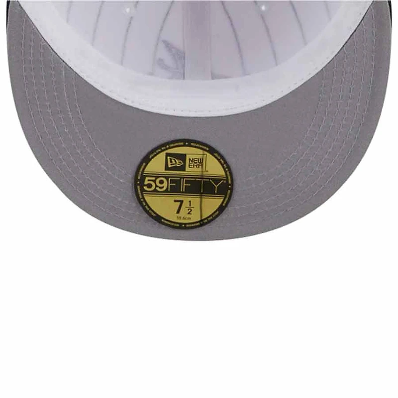 Atlanta Braves Pin Stripe Navy On Deck Gray UV New Era 59FIFTY Fitted Hat