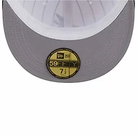 Atlanta Braves Pin Stripe Navy On Deck Gray UV New Era 59FIFTY Fitted Hat