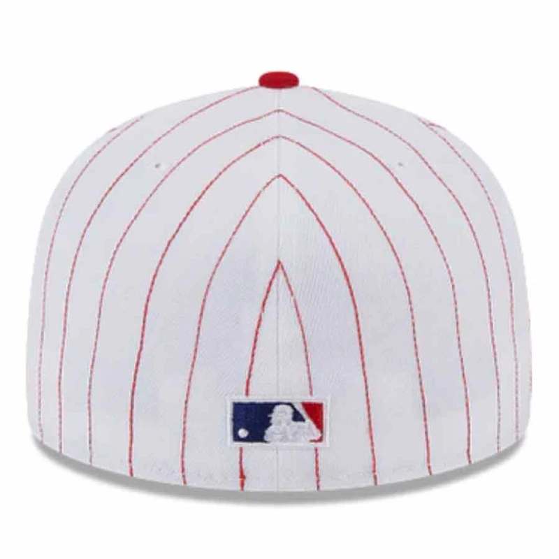 Philadelphia Phillies Pin Stripe Red On Deck Gray UV New Era 59FIFTY Fitted Hat