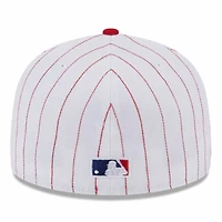 Philadelphia Phillies Pin Stripe Red On Deck Gray UV New Era 59FIFTY Fitted Hat