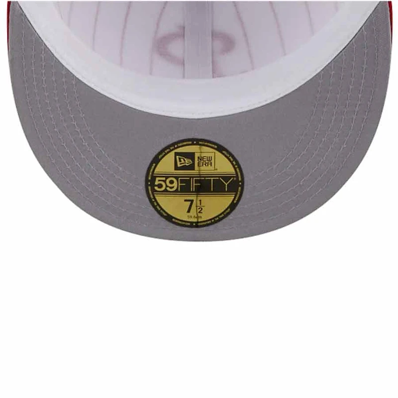 Philadelphia Phillies Pin Stripe Red On Deck Gray UV New Era 59FIFTY Fitted Hat
