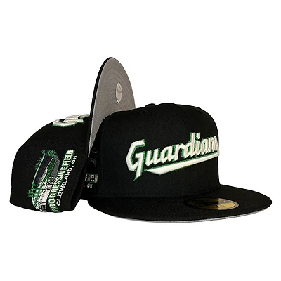 Cleveland Guardians Black Glow The Dark Progressive Field Patch Gray UV New Era 59FIFTY Fitted Hat