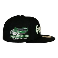 Cleveland Guardians Black Glow The Dark Progressive Field Patch Gray UV New Era 59FIFTY Fitted Hat