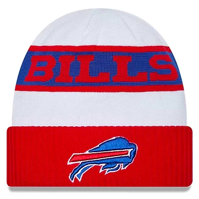 Buffalo Bills New Era 2023 White Sideline Tech Cuffed Knit Hat