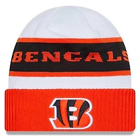 Cincinnati Bengals New Era 2023 White Sideline Tech Cuffed Knit Hat