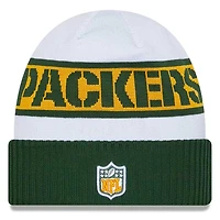 Green Bay Packers New Era 2023 White Sideline Tech Cuffed Knit Hat
