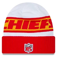 Kansas City Chiefs New Era 2023 White Sideline Tech Cuffed Knit Hat