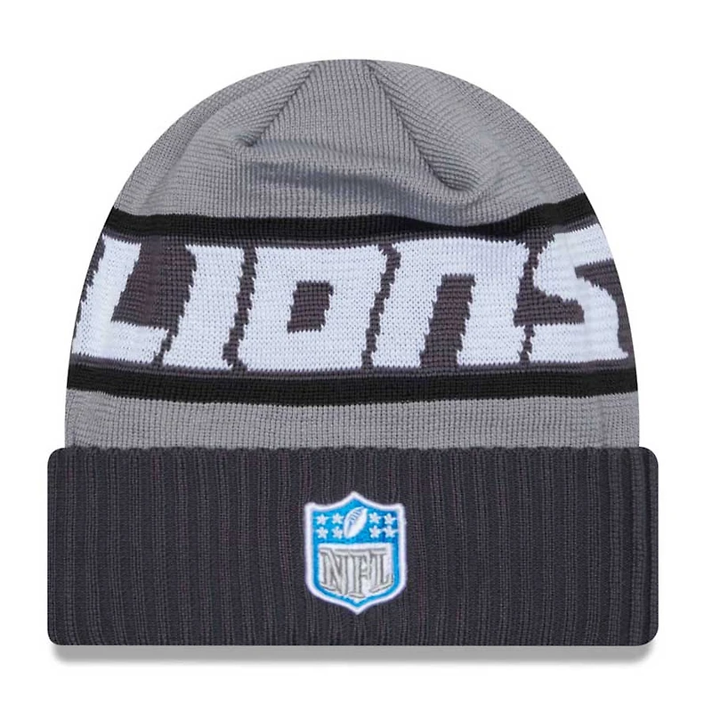Detroit Lions 2023 Gray NFL Sideline New Era Tech Knit Beanie