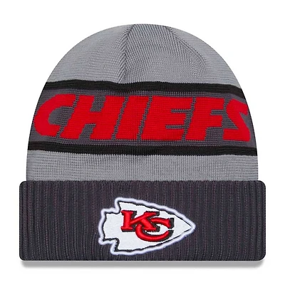 Kansas City Chiefs 2023 Gray NFL Sideline New Era Tech Knit Beanie