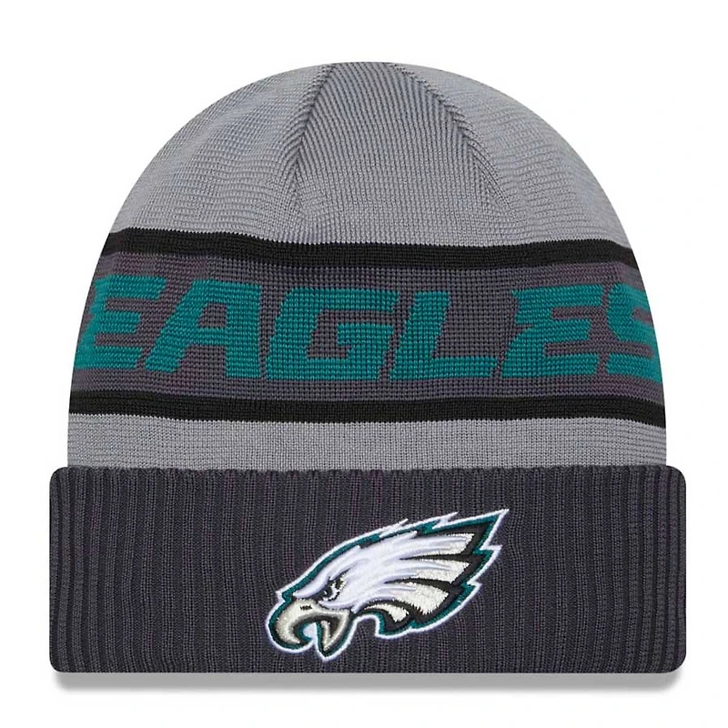 Philadelphia Eagles 2023 Gray NFL Sideline New Era Tech Knit Beanie