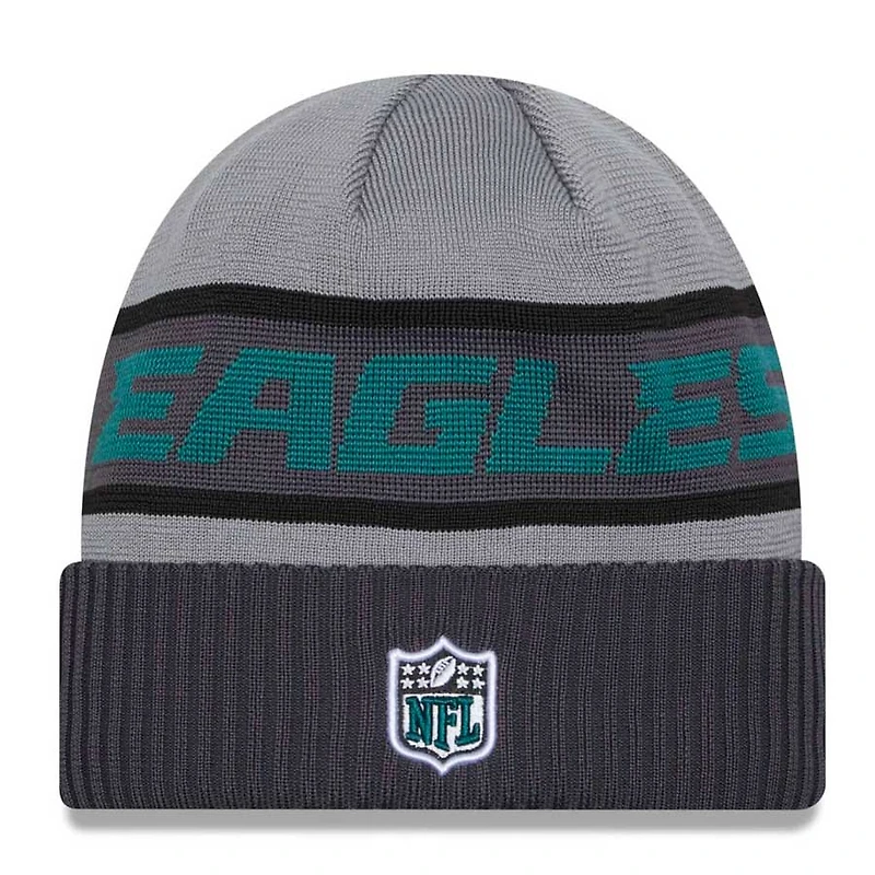 Philadelphia Eagles 2023 Gray NFL Sideline New Era Tech Knit Beanie
