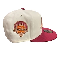 New York Mets Chrome Brick Red 50th Patch Gray UV 59FIFTY Fitted Hat
