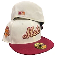 New York Mets Chrome Brick Red 50th Patch Gray UV 59FIFTY Fitted Hat