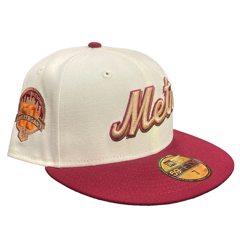 New York Mets Chrome Brick Red 50th Patch Gray UV 59FIFTY Fitted Hat