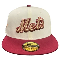 New York Mets Chrome Brick Red 50th Patch Gray UV 59FIFTY Fitted Hat