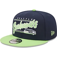 Seattle Seahawks Team Script Navy Neon Green 9FIFTY Snapback Hat
