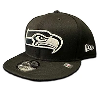 Seattle Seahawks Black and White Basic New Era 9FIFTY Snapback Hat