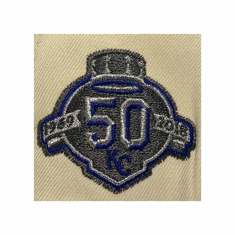 Kansas City Royals Chrome and Blue Metallic Pack 50th Anniversary Patch Gray UV New Era 59Fifty Fitted Hat