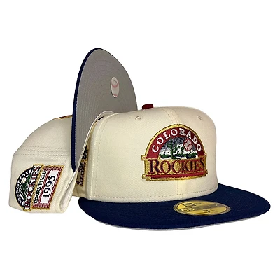 Colorado Rockies Chrome Navy Two Tone 1995 Coors Field CR Batterman Gray UV New Era 59FIFTY Fitted Hat