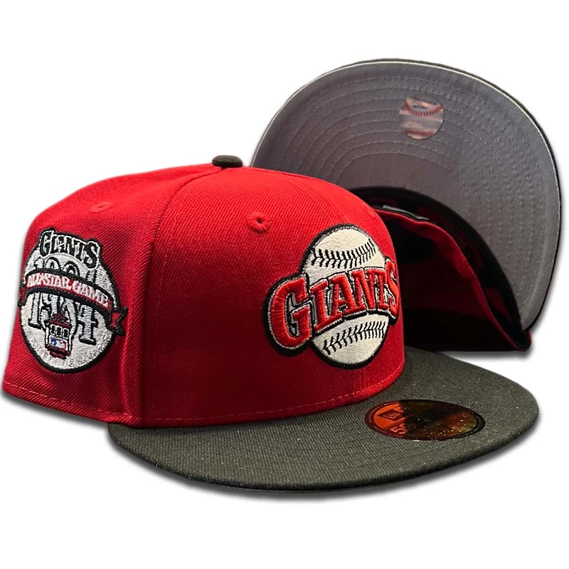 San Francisco Giants Black Red Two Tone Year 1984 ASG Patch Gray UV New Era 59FIFTY Fitted Hat