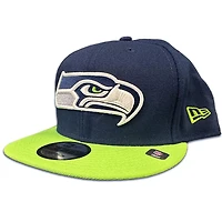 Seattle Seahawks Navy Neon Green Basic New Era 9FIFTY Snapback Hat