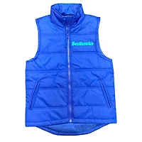 Seattle Seahawks Royal Blue Retro Throwback Mitchell & Ness Puffer Vest
