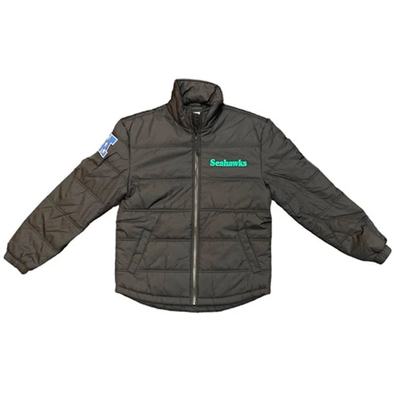 Seattle Seahawks Black NFC Throwback Mitchell & Ness Puffer Jacket