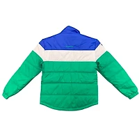 Seattle Seahawks Royal Blue Green Retro Throwback Mitchell & Ness Puffer Jacket