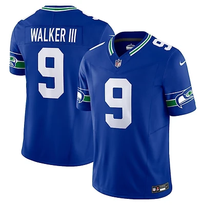 Seattle Seahawks Kenneth Walker III Royal Blue Retro Throwback Nike Vapor F.U.S.E Limited Jersey