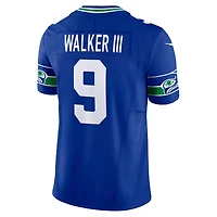 Seattle Seahawks Kenneth Walker III Royal Blue Retro Throwback Nike Vapor F.U.S.E Limited Jersey