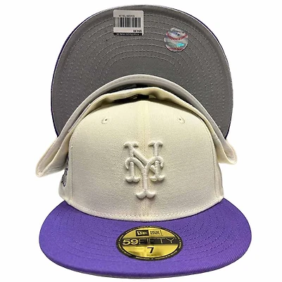 New York Mets Cream Purple Two Tone Nobatty x King 1986 World Series Patch Gray UV Era 59FIFTY Fitted Hat