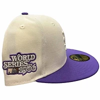 New York Mets Cream Purple Two Tone Nobatty x King 1986 World Series Patch Gray UV Era 59FIFTY Fitted Hat