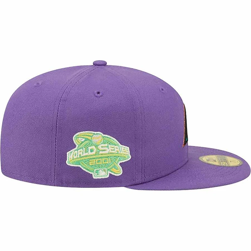 Arizona Diamondbacks Purple Citrus Pop 2001 World Series Patch Lime Green UV 59FIFTY Fitted Hat
