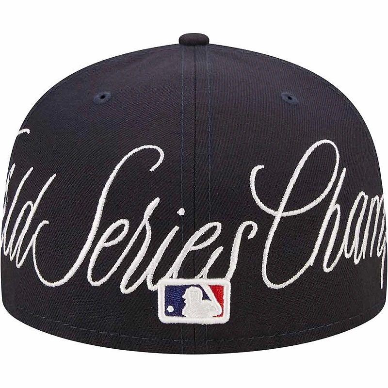 New York Yankees Navy Multiple World Series Champions Patch Gray UV Era 59FIFTY Fitted Hat