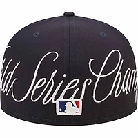 New York Yankees Navy Multiple World Series Champions Patch Gray UV Era 59FIFTY Fitted Hat