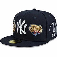 New York Yankees Navy Multiple World Series Champions Patch Gray UV Era 59FIFTY Fitted Hat