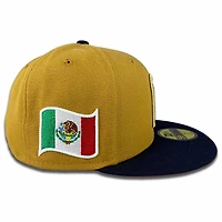 Mexico Khaki Dark Brown Black Flag Patch Red UV New Era 59FIFTY Fitted Hat
